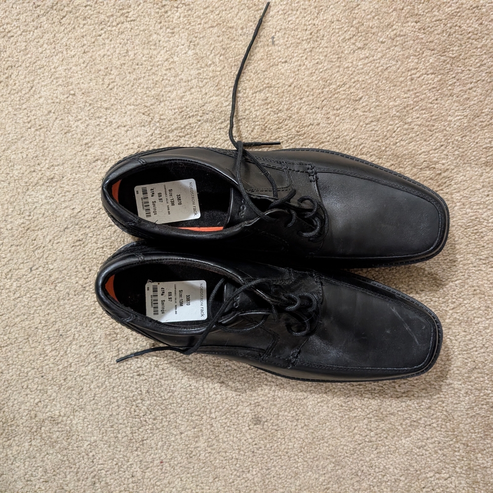 Classic Black Leather Oxfords